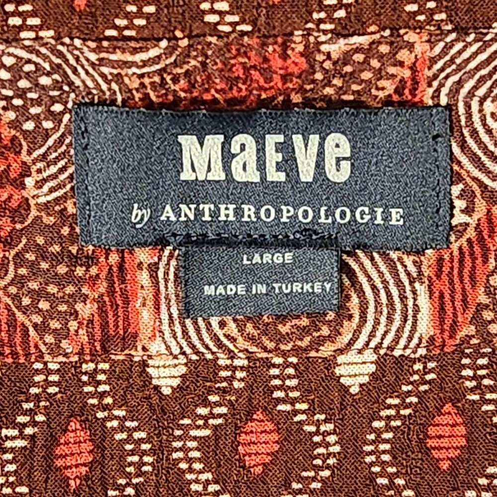 Anthropologie‎ Maeve Amber Tiered Tunic Dress Womens L Boho Long Sleeve Print - Picture 3 of 9